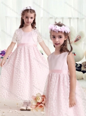 Gorgeous Empire Scoop Flower Little Girl Dress with Belt