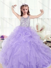 Lovely Scoop Lavender Little Girl Mini Quinceanera Dresses with Beading and Ruffles