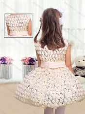 New Arrivals Scoop Short Little Girl Dresses with Bowknot