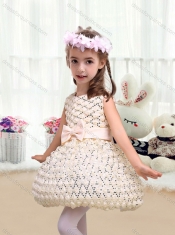 New Arrivals Scoop Short Little Girl Dresses with Bowknot