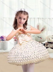 New Arrivals Scoop Short Little Girl Dresses with Bowknot