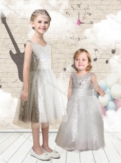 New Style Empire Scoop Sequins Flower Little Girl Dress