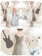 New Style Empire Scoop Sequins Flower Little Girl Dress