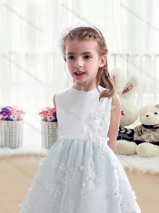Pretty Scoop A Line White Flower Little Girl Dress  in Lace