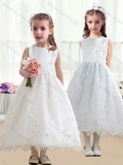 Pretty Scoop A Line White Flower Little Girl Dress in Lace