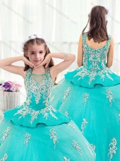 Pretty Straps Turquoise Mini Quinceanera Dresses with Appliques