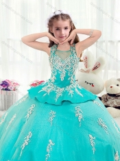 Pretty Straps Turquoise Mini Quinceanera Dresses with Appliques