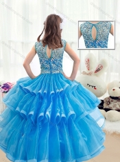 Pretty V Neck Baby BlueMini Quinceanera Dresses with Ruffled Layers