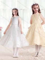 Sweet Princess Scoop Flower Little Girl Dress  in Lace