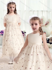 Wonderful Empire Scoop Flower Little Girl Dress with Belt