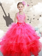 Beautiful Halter Top Hot Pink Mini Quinceanera Dresses with Beading