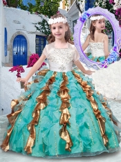 2016 Pretty Ball Gown Spaghetti Straps Little Girl Pageant Dresses with Beading and Ruffles