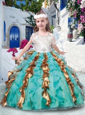 2016 Pretty Ball Gown Spaghetti Straps Little Girl Pageant Dresses with Beading and Ruffles