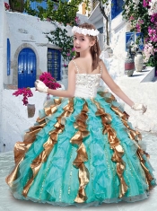2016 Pretty Ball Gown Spaghetti Straps Little Girl Pageant Dresses with Beading and Ruffles