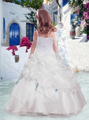 Beautiful Spaghetti Straps Flower Girl Dresses with Appliques and Bubles