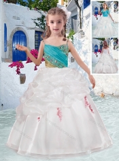 Beautiful Spaghetti Straps Flower Girl Dresses with Appliques and Bubles