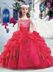 Beautiful Spaghetti Straps Little Girl Pageant Dresses with Appliques and Bubles