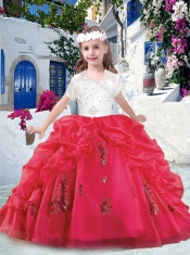 Beautiful Spaghetti Straps Little Girl Pageant Dresses with Appliques and Bubles