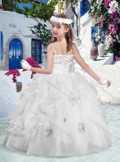 Beautiful Spaghetti Straps Little Girl Pageant Dresses with Appliques and Bubles