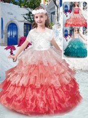 Beautiful Spaghetti Straps Little Girl Pageant Dresses with Beading and Ruffled Layers