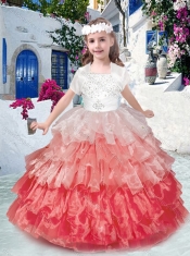 Beautiful Spaghetti Straps Little Girl Pageant Dresses with Beading and Ruffled Layers