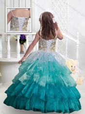 Beautiful Spaghetti Straps Little Girl Pageant Dresses with Ruffled Layers and Beading