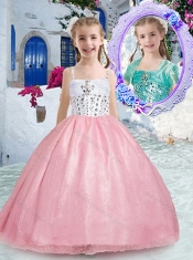 Beautiful Spaghetti Straps Pink Little Girl Pageant Dresses with Beading