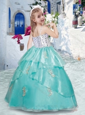 Best Spaghetti Straps Little Girl Pageant Dresses with Appliques and Beading