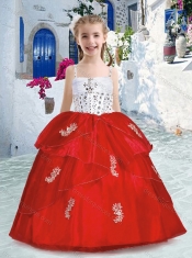 Best Spaghetti Straps Little Girl Pageant Dresses with Appliques and Beading