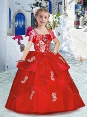 Best Spaghetti Straps Little Girl Pageant Dresses with Appliques and Beading