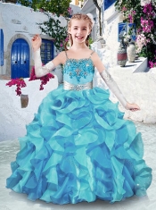 Best Spaghetti Straps Little Girl Pageant Dresses with Appliques and Ruffles