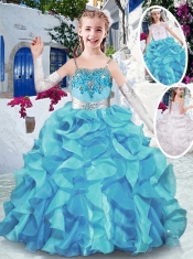 Best Spaghetti Straps Little Girl Pageant Dresses with Appliques and Ruffles