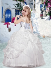 Best Spaghetti Straps Little Girl Pageant Dresses with Beading and Bubles