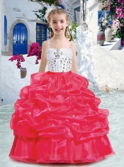 Best Spaghetti Straps Little Girl Pageant Dresses with Beading and Bubles