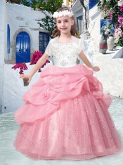 Best Spaghetti Straps Little Girl Pageant Dresses with Beading and Bubles
