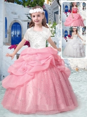 Best Spaghetti Straps Little Girl Pageant Dresses with Beading and Bubles
