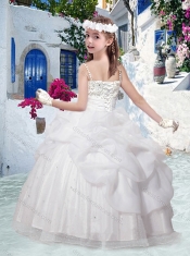 Best Spaghetti Straps Little Girl Pageant Dresses with Beading and Bubles