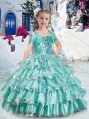 Classical Ball Gown Apple Green Little Girl Pageant Dresses with Ruffled Layers