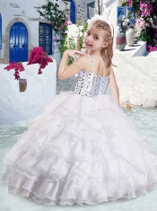 Classical Ball Gown Apple Green Little Girl Pageant Dresses with Ruffled Layers