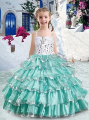 Classical Ball Gown Apple Green Little Girl Pageant Dresses with Ruffled Layers