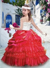Classical Ball Gown Little Girl Pageant Dresses with Ruffled Layers and Beading