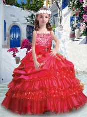 Classical Ball Gown Little Girl Pageant Dresses with Ruffled Layers and Beading