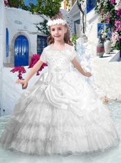 Classical Ball Gown Little Girl Pageant Dresses with Ruffled Layers and Beading