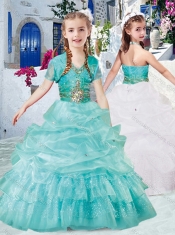 Classical Halter Top Little Girl Pageant Dresses with Beading and Bubles