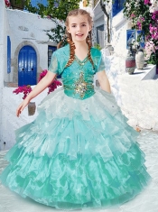 Classical Halter Top Little Girl Pageant Dresses with Ruffled Layers and Beading