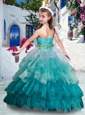 Classical Halter Top Little Girl Pageant Dresses with Ruffled Layers and Beading