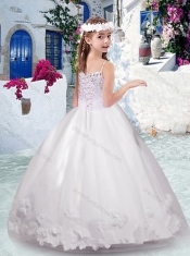 Classical White Little Girl Pageant Dresses with Appliques and Beading
