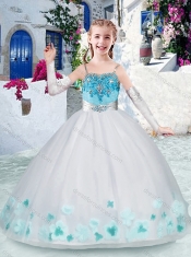 Classical White Little Girl Pageant Dresses with Appliques and Beading