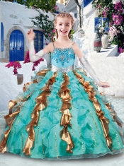 Customized Ball Gown Appliques and Ruffles Little Girl Pageant Dresses for Party
