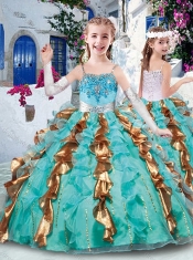 Customized Ball Gown Appliques and Ruffles Little Girl Pageant Dresses for Party